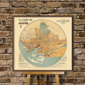 Planimetre de la ville de Havre - Le Havre old map print - Archival print