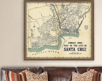 Map of Santa Cruz (California) - Old map restored - Fine reproduction on paper or canvas