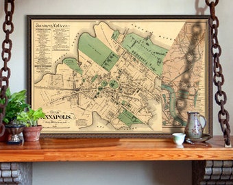 Old map of Annapolis (Maryland) -  Old city plan restored - Archival giclee print on paper or canvas