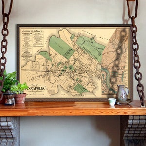 Old map of Annapolis Maryland Old city plan restored Archival giclee print on paper or canvas image 1