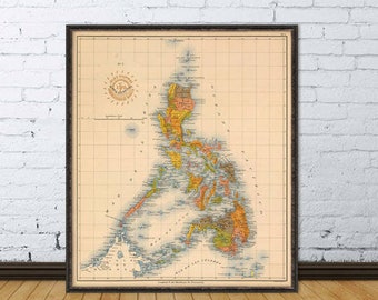 Archival print - Old map of Philippines Islands