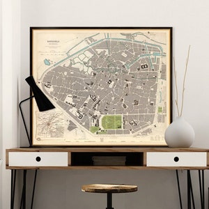 Carte de Bruxelles - carte ancienne - carte de Bruxelles vintage - carte de la ville de Bruxelles ancienne impression sur papier ou toile