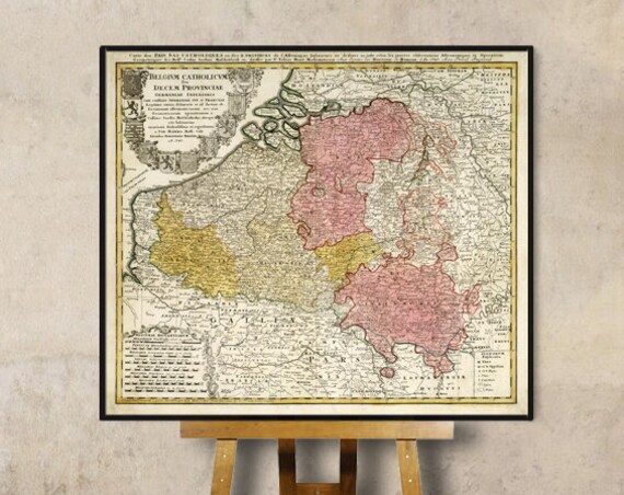 Antique map of Belgium and Luxembourg - Wonderful old map , fine print on paper or canvas