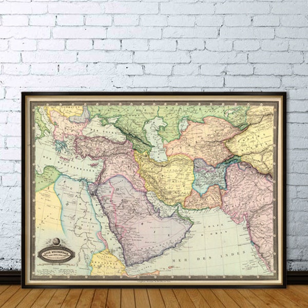 Middle East Old Map - Archival print on fine coated paper or canvas