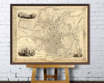 Old map of Bath  - Old city map fine reproduction - Bath map, available on coated paper or matte canvas