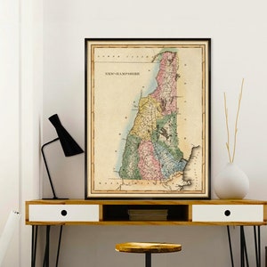 New Hampshire map - Old map of New Hampshire print on paper or canvas