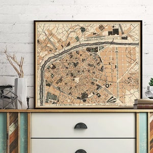 Mapa de Valencia - El viejo mapa de Valencia - Plano de la ciudad antigua restaurado disponible en papel o lienzo