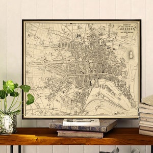 Aberdeen Karte - Vintage Karte restauriert - Alte Karte von Aberdeen feine Reproduktion auf Papier oder Leinwand
