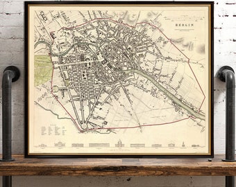 Vintage map of Berlin - Antique map - Giclee reproduction on paper or canvas