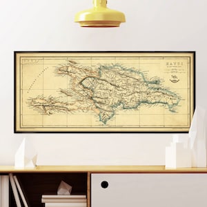 Carte d'Haïti vintage - Impression de carte ancienne, disponible sur papier ou toile