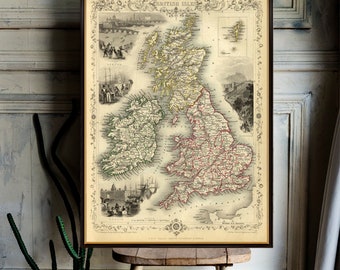 British Isles map -  Old map of British Isles - Old map fine print - Archival  giclee print, available on fine coated paper or canvas