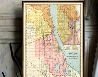 Map of Chicago print -  Archival print - Wonderful map of Chicago print for wall decoration, available on paper or canvas