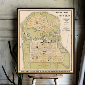 Old map of Adelaide - Archival print - Adelaide map restored - fine reproduction on paper or canvas