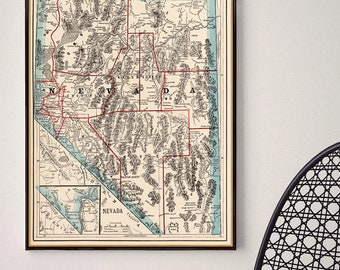 Nevada State Wall Map Large Print Poster - 24