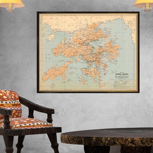 Historical map of Hong Kong - Large wall map print on paper or canvas