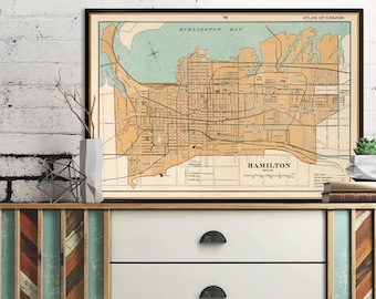 Hamilton map   (Ontario)  - Giclee print - Reproduction of a vintage map published in 1866