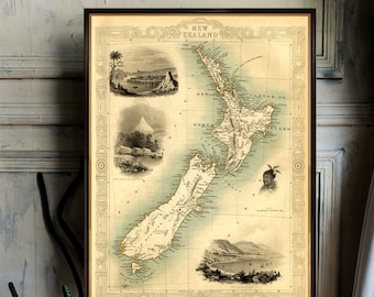 Antique New Zealand  map Print - Fine print - Old map reproduction on paper or canvas
