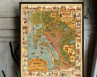 San Diego map - Illustrated map - Old map of San Diego print - Pictorial map fine print on paper or canvas