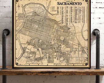 Map of Sacramento -  Old city map print - Fine giclee print on paper or canvas