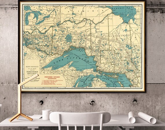 Old map of Ontario - Vieille carte  - Fine print, wall map available on paper or canvas