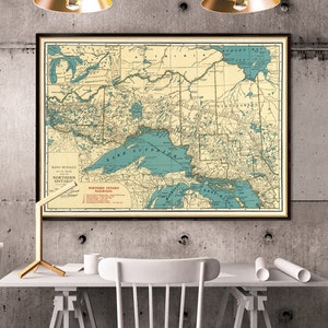 Old map of Ontario - Vieille carte  - Fine print, wall map available on paper or canvas