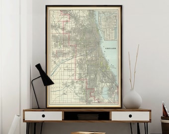 Map of Chicago - Antique Chicago  city map print - Large format