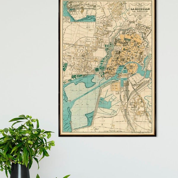 La Rochelle map - Plan de La Rochelle - Old map print on paper or canvas