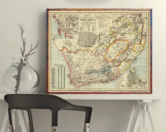 South Africa map - Old map of South Africa archival reproduction on paper or canvas