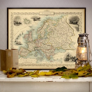Carte de l'Europe ancienne - Ancienne carte de l'Europe - Impression d'archives sur papier ou toile
