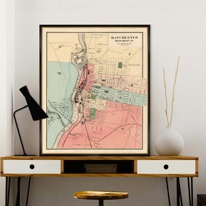 Old map of Manchester - Manchester map print  - Wall map of Manchester