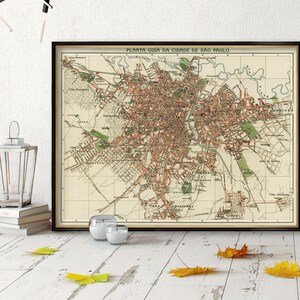 Mapa de São Paulo - Mapa antigo - Mapa vintage de São Paulo - Bela reprodução em papel ou tela