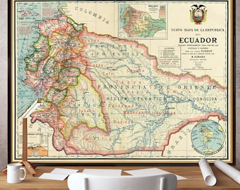 Ecuador Map Print | Antique Cartography Wall Art | Vintage Map