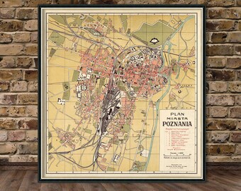 Poznan map - Vintage city map- Plan Miasta Poznania