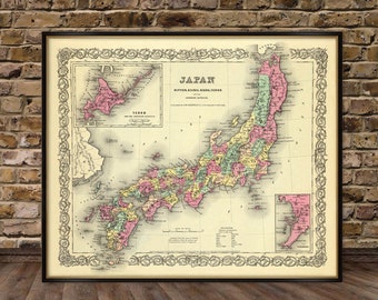 Japan map - Old map of Japan archival print on paper or canvas