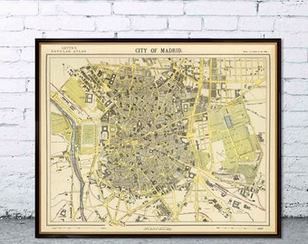 Madrid map - Old map print - City map  fine reproduction - Historical map restored, available on paper or canvas