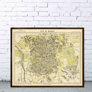 Mapa de Madrid - Impresión de mapa antiguo - Reproducción fina del mapa de la ciudad - Mapa histórico restaurado, disponible en papel o lienzo