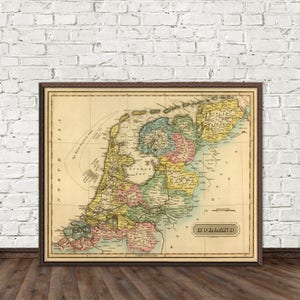 Oude kaart van Nederland - Afdruk Hollandse kaart - Vintage kaartreproducties beschikbaar op papier of canvas