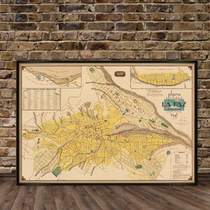Mappa di La Paz - Vecchia mappa di La Paz - Plano de la Ciudad de La Paz - Grande mappa stampata su carta o tela