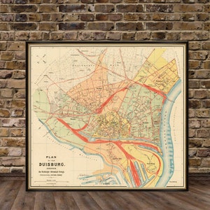 Carte de Duisburg - Reproduction fine de la carte de Duisburg - Alte Karte von Duisburg