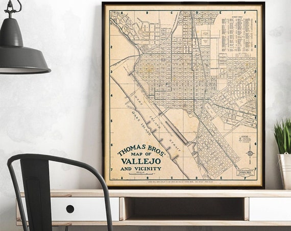 Vallejo map - Old city map print - Wall map of Vallejo