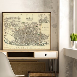 Liverpool map  (UK) -  Old map of Liverpool - fine print on paper or canvas