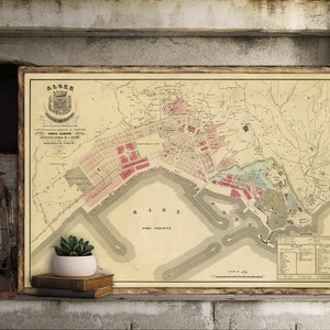Mappa di Alger - Vecchia mappa di Alger - Mappa storica - Stampa d'archivio su carta o tela