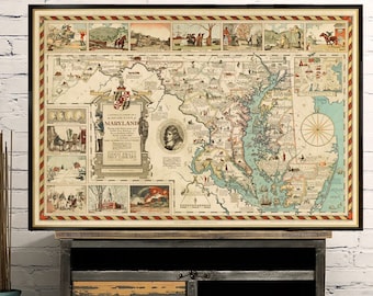 Historical map of Maryland - Pictorial map of the Old Line State of Maryland