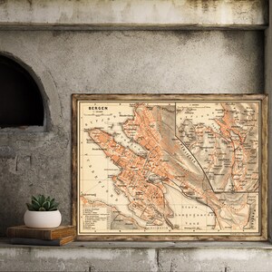 Bergen map -  Vintage map of Bergen - fine archival print