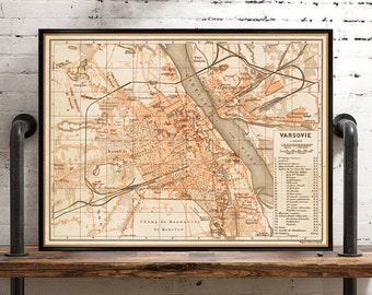 Old map of Warsaw  - La carte de Varsovie - Old City plan - Fine reproduction