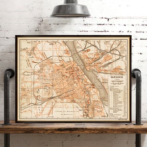 Old map of Warsaw  - La carte de Varsovie - Old City plan - Fine reproduction