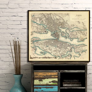 Stockholm map - Antique  map - Antique Stockholm  city map print - Fine reproduction on fine coated paper or canvas