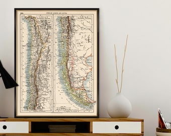 Chile map - Historical map of Chile - Large map print on paper or canvas