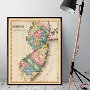 Old map of New Jersey  - Vintage map print - New Jersey  map reproduction on paper or canvas