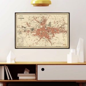 Old map Saint-Étienne - Fine archival print - Plan de la ville de St. Etienne, printed on paper or canvas
